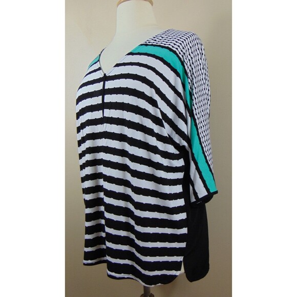 Lane Bryant Top Women's 18 / 20 Dolman Sleeve Striped V-Neck Tee Stretch S/S - Picture 6 of 9